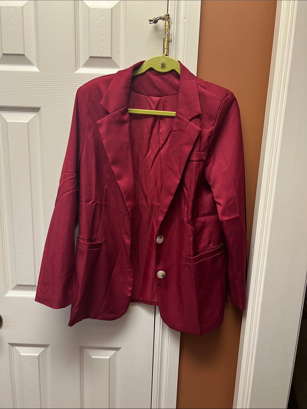 Tailored Burgundy Satin Blazer Jacket
